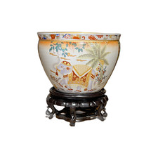 8"D Elephant Palm Trees Design