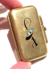 Rare Antique Art Deco Jockey Club? Equestrian Vesta Case ft. Enamel Cap & Whip