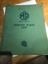 MGA Service Parts List, MGA, 1960s Car, BMC Car, Classic Car