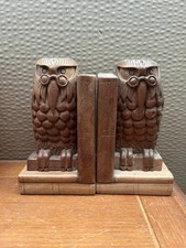 Owl bookends Carved Wood  