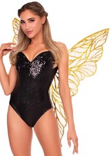 Adult Womens Butterfly Festival Leg Avenue Strapless Gold Glitter Fairy Wings