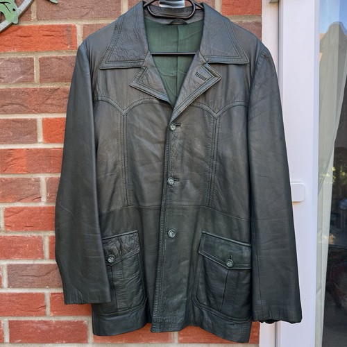 Vintage dark green leather - dark,