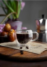 Set of 6 double-walled glass coffee mugs