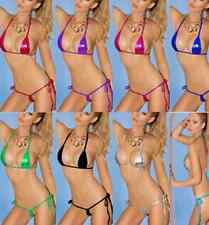 Purple Metallic Look Micro Mini Bikini Free Size Elasticated Ties