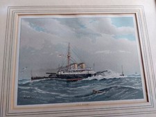 Antique Coloured Lithograph Ships Of The Royal Navy "HMS RODNEY" 1872