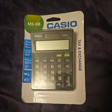 Casio MS-8B 8 Digit Tax Desk Calculator, Black Single with Extra large display 