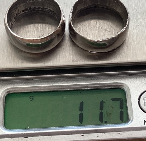 Two silver colour rings - silver,