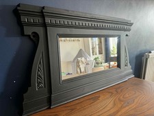 Antique Victorian cast iron overmantle mirror Fire Place   