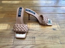 River Island Women's Tan Braided Mule Heels Size UK 6 Brand New , Unworn