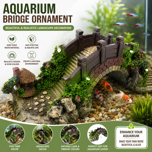 Aquarium resin bridge ornament - resin,