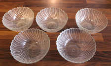 Vintage Clear Glass Arcoroc France Seabreeze Swirl Design Cereal Bowls -Set of 5