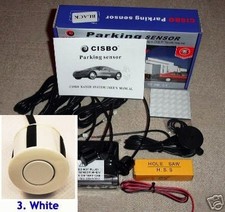 CISBO Parking Reversing Sensor 4 Sensors Audio  Buzzer in Glossy White  colour 