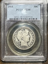 1915 BARBER Half Dollar VG08 PCGS Graded Silver 50 Cents Key Date