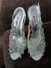 Dune Silver Sandals Glittery Vgc Learher Diamanté  Size 39