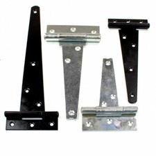Tee Hinge Black or Heavy Duty BZP T Hinge | Cabinet Door Shed Gate Strong Secure