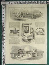 1850 ILN PRINT CRYSTAL PALACE EXHIBITION GUTTER-CUTTING MACHINE PLANING GLAZING