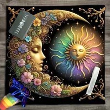 Pagan Wiccan Moon Goddess & Sun  Gothic Altar Divination Cloth 50 cm