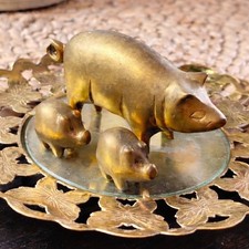 Vintage Brass Pig Family