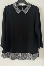 Bonmarché Black & White Mock Shirt Jumper ~ Size 12 ~ New without tags