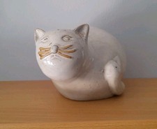 Pottery Glazed Cat Figure / Garden Ornament - Suitable For Indoor Or Outdoor Use