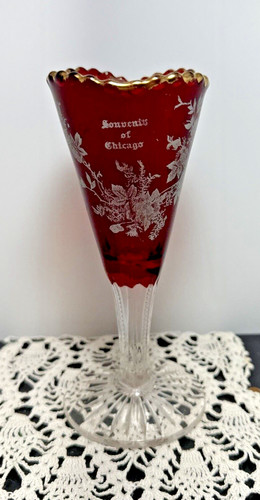Vintage red glass - glass, pedestal