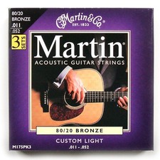  Martin 3 PACK Bronze Acoustic Guitar Strings Custom Light 11 - 52 