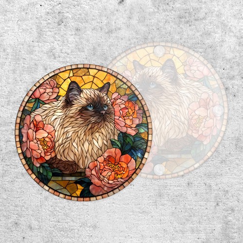 Stained glass style himalayan - glass,