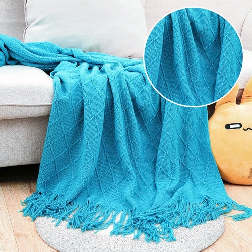 Knitted tassel throw - throw, blanket