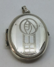 VINTAGE, SILVER, OVAL, PHOTO LOCKET, CHARLES RENNIE MACKINTOSH DESIGN