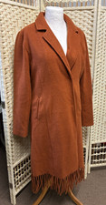 JOE BROWNS LADIES COAT DUSTER OVERCOAT LINED WARM FRINGE RUST BROWN 16 SAN5