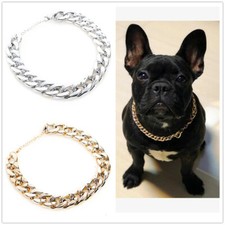 Silver Pet Choke Chain Necklace Collar Small Cat Dog French Bulldog Puppy Teddy