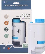 80-200X Electric Mini Microscope with LED Light Pocket Microscope (Blue)