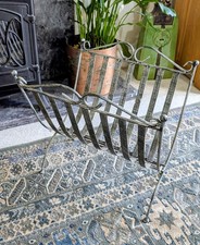 Ornate Metal Folding Magazine Rack. 16x15x13in. Vgc.