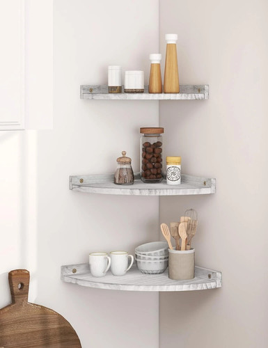 Floating corner shelf wooden - corner,