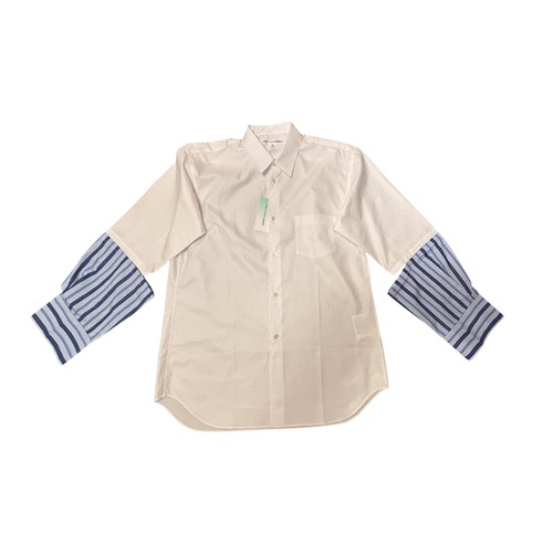White blue striped shirt comme - white,