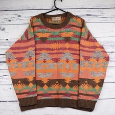 Vintage Knit Jumper Womens Large Autumn Colour Multicoloured 90s Wool Blend