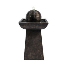B GRADE- Teamson Home - Outdoor Pedestal with Orb Fountain and LED Light