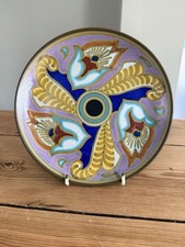 Vintage Dutch Gouda Pottery Art Deco Style 7 3/4” Plate Monda Pattern 1920s