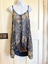 Lauren Vidal Top Cami Blouse Shirt Sleeveless Sheer Strappy Size M Bust 40"