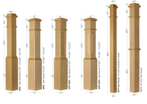 Red oak box newel post - oak, for