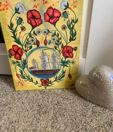 Poppies and ships signed - and,