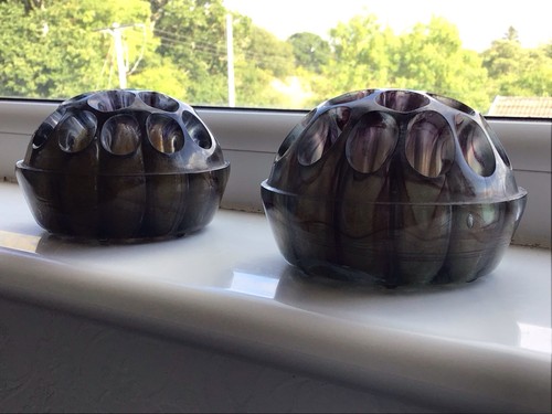 Pair vintage glass flower - a,
