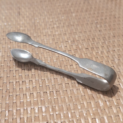 Antique silver sugar tongs - silver,