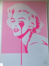 Pure Evil Signed Glam Marilyn  Screen Print Art Car Boot Fair  Pink Variant