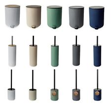 Berkeley 5L Pedal Bin With Bamboo Lid Dustbin Toilet Brush & Holder Durable UK