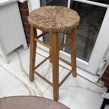 Vintage Brown Tall STOOL Seat Wooden-H 67 X Top 30cm