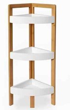 3 Tier Wooden Corner Shelf Storage Caddy Freestanding Rack Display Organiser    