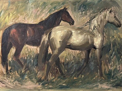 Equestrian oil sketch - of, a