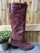 Knee Boots Red Wine Leather