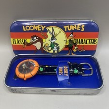 Vintage Looney Tunes Warner Bros Wrist Watch TASMANIAN DEVIL 1995 with Tin